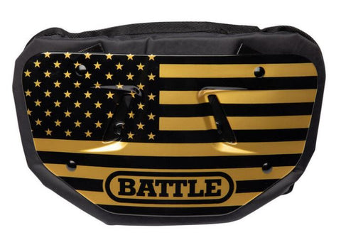 Battle "American Flag" Gold & Black Chrome Football Back Plate - Adult