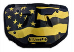 Battle American Flag 2.0 Gold & Black Chrome Football Back Plate - Youth