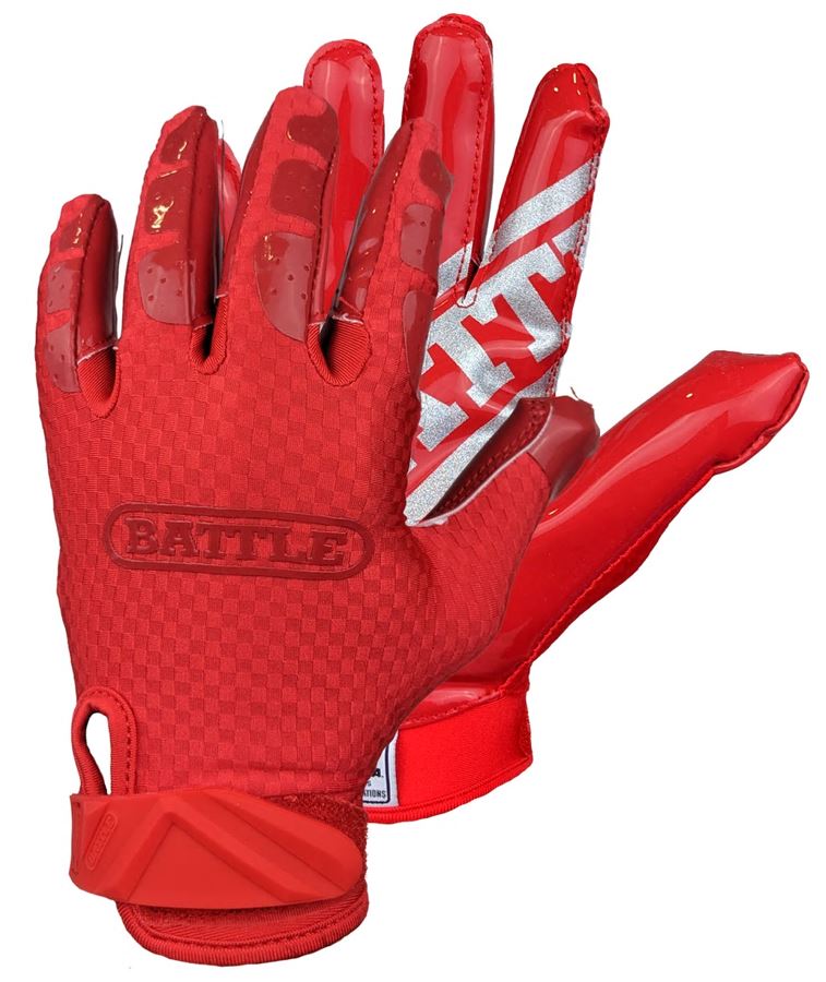 Battle Triple Threat Red Adult Football Receiver Gloves - Vikn Sports